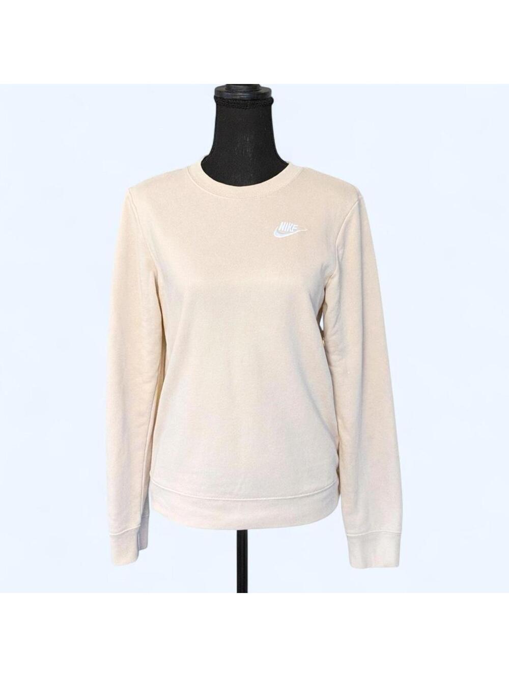 Nike cream sweatshirt small swoosh logo neutral basic cozy pullover Size XS